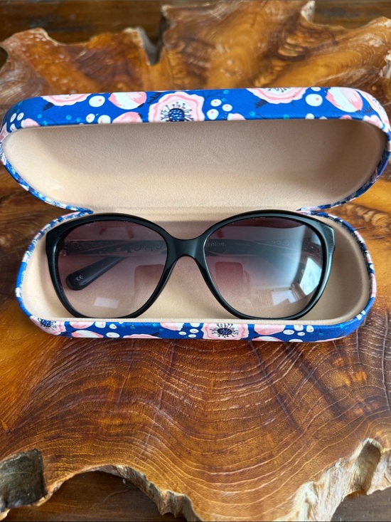 Brighton Accessories - Brighton Black Ladies Sunglasses with Blue Floral Case